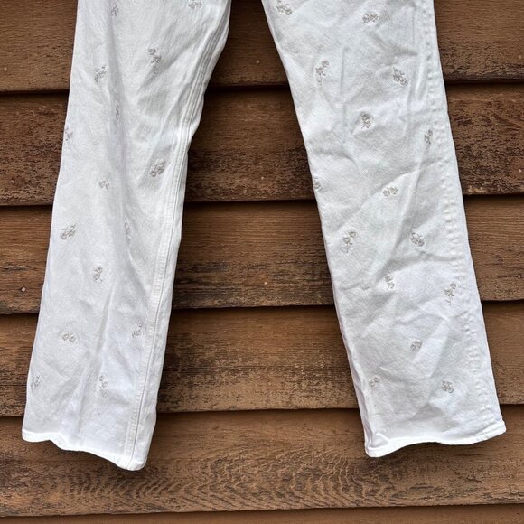 Abercrombie & Fitch Womens 90s High-Rise Relaxed Jeans With Cream Floral Embroid - Picture 6 of 13